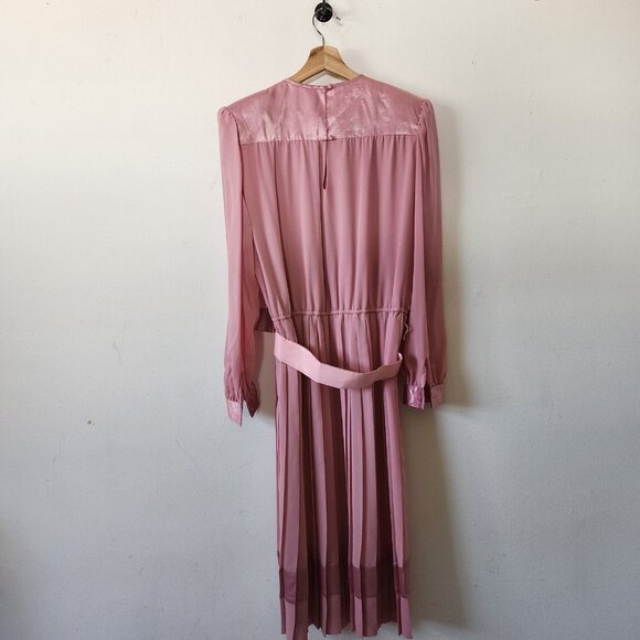 Womens 80s Pink Belted Secretary Formal Modest Dress Size 12 by In The Mood - Picture 6 of 6
